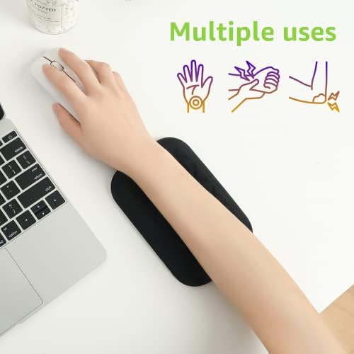 LargeLeaf Ergonomic Wrist & Elbow Rest Pad for Desk with Memory Foam & Non-Slip Base, Relieve Elbow Pain Armrest Wrist Support (6.3 * 4.3 inch, Black, 1pcs)