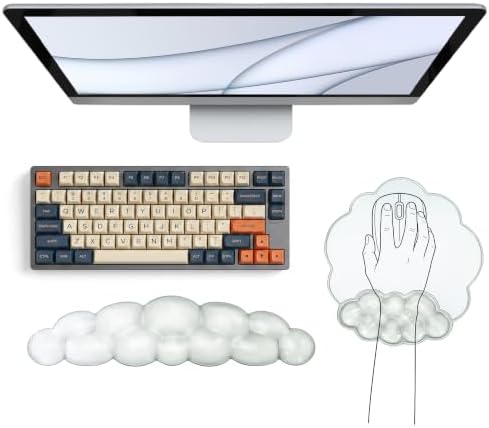 Gel Cloud Wrist Rest, Keyboard & Mouse Pad Set for Office, Non-Slip Support