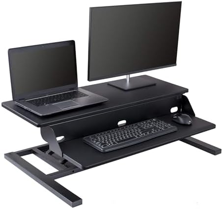 Stand Up Desk Store Power Pro Electric Adjustable Height Two Tier Standing Desk Converter (Black, 36" Wide)