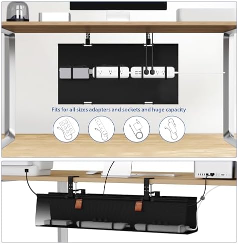 Zilink Under Desk Management Tray Desk Cable Organizer 30 inch, Black