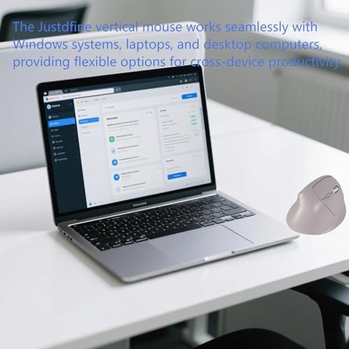 Wireless Ergonomic Vertical Mouse - Silent Clicks, Comfortable Grip & Carpal Tunnel Relief - Ideal for Office Work, Home Use & Multi-Device Compatibility (Gray)