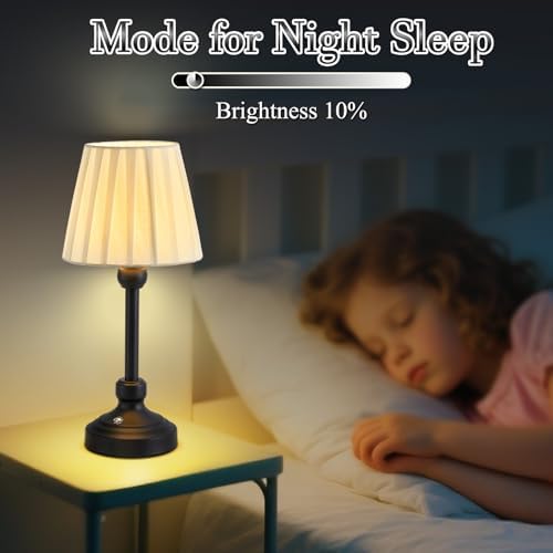 Black Touch Table Lamp for Bedroom, Small Desk Lamp with 3 Color Dimming