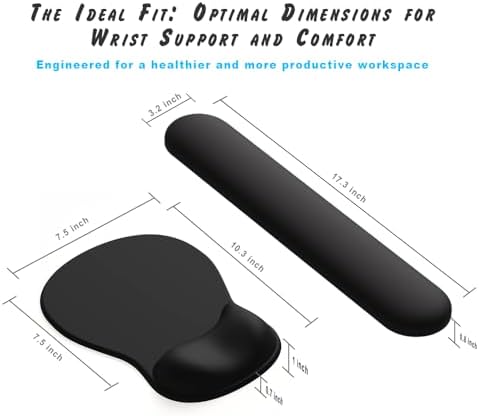 ErgoComfort Gel Wrist Rest Mouse Pad-Ergonomic Office Mousepad with Wrist Support-Non-Slip, Design Desk Accessories Mat for Home&Game Decor (09Minty Set)
