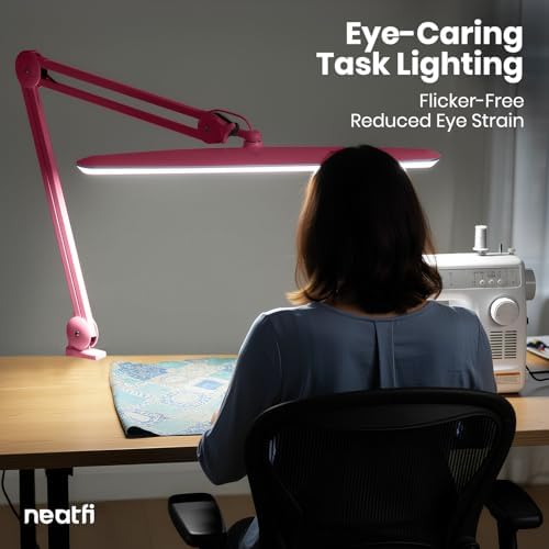 Neatfi LED Desk Lamp, 2200 Lumens, 24W, 23" Wide, Non-CCT (Pink)