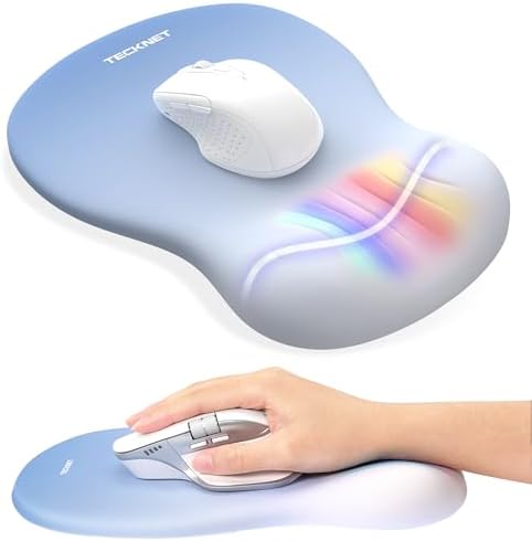 TECKNET Ergonomic Mouse Pad with Wrist Rest, Smooth Surface & Non-Slip Base