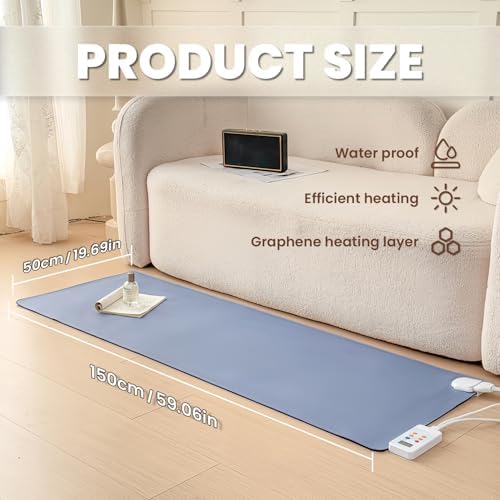 Heated Floor Rug, 20"x 59" Heated Floor Mat Under Desk, for Office