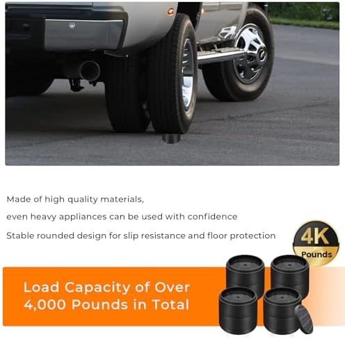 Furniture Risers Bed Risers Heavy Duty 1 inch, 2 inch, 3 inch, 4 inch Round Adjustable Bed Lifts Riser for Desk Legs Table Couch Sofa Chair Refrigerator Washing Machine (1+1+1 Inch, Black, 8 Pack)