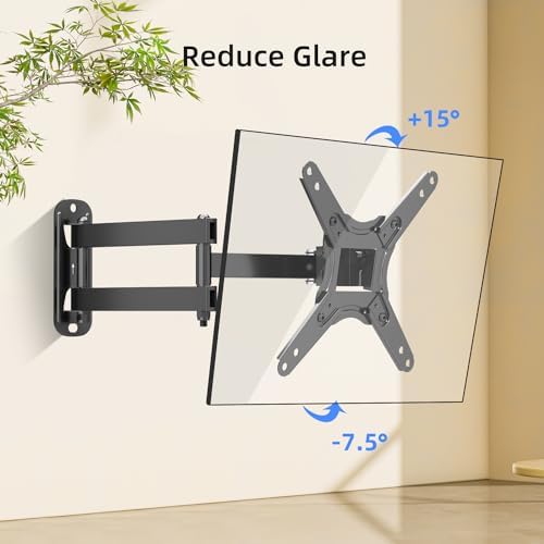 Suptek Full Motion TV Monitor Wall Mount for Most 13-43 Inch LED LCD Flat Curved Screen TVs & Monitors, Articulating Arms Swivel Tilt Extension Rotation, Max VESA 200x200mm up to 44lbs, MA1345