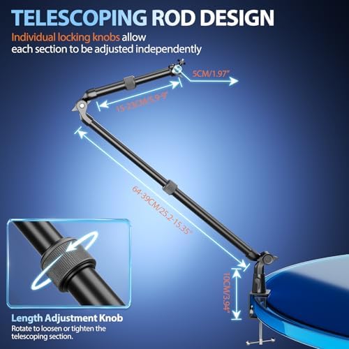 EMART 40" Overhead Camera Mount with Serrated Bite Magic Arm&1/4" Ball Head