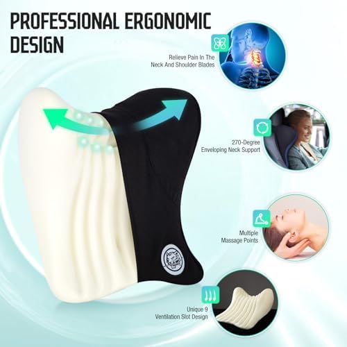 Car Neck Pillow for Driving Seat, Soft Memory Foam Headrest Pillow with Adjustable Strap and Removable Cover, Ergonomic Neck Support for Car, Office Chair, Gaming Chair – Green