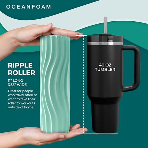 Oceanfoam Ripple Roller - Small Foam Roller for Physical Therapy (Seafoam)