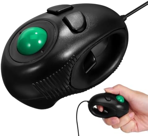 ARTIBETTER 4D Trackball Portable Finger Handheld USB Wired Mini with Thumb- Scrolling 3-Button Design Plug and Play for Laptop and Desktop Travel Size