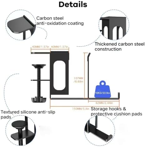 Clamp-on Vertical Gaming Laptop Stand, Desk Side Storage Notebook Holder