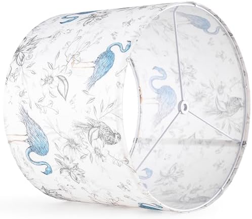 GO&SO Lamp Shades Set of 2,13" D x 10" H,Drum Lamp Shade,Blue Flamingo
