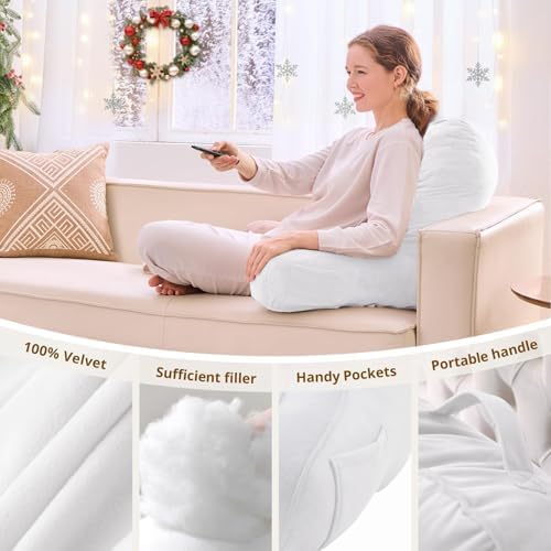 Sasttie Reading Pillow for Bed, Back Pillow for Sitting Up, White
