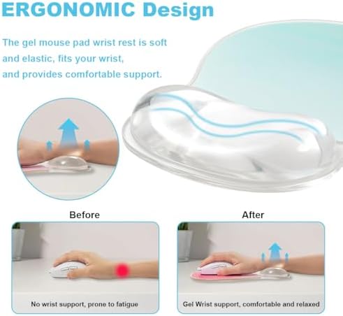 Green Gel Mouse Pad with Wrist Rest Support, Clear Ergonomic Mousepad