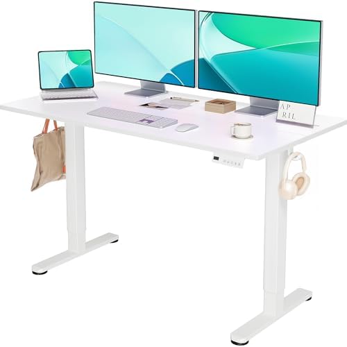 YDN 55 x 24 Inch White Electric Standing Desk