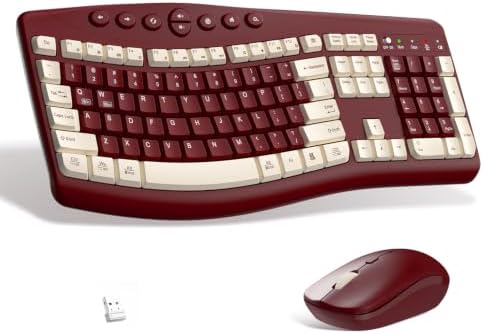 Wireless Keyboard and Mouse Combo Silent Ergonomic Curved Design for Office