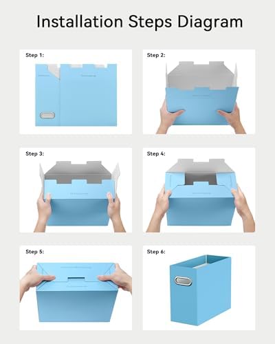 Oterri Portable Collapsible Cardboard File Box with Handle for Letter-Size