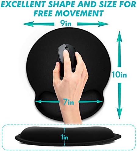 Ergonomic Mouse Pad 3 Pack with Wrist Rest Support, Round Gaming Mousepad with Smooth Surface & Non-Slip Rubber Base for Computer, Laptop, Office, Comfortable Memory Foam for Wrist Cushion