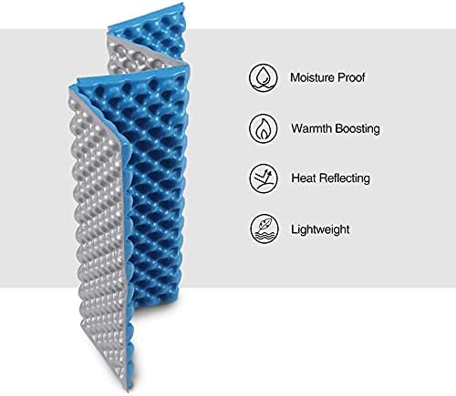 REDCAMP Ultralight Foam Backpacking Sit Pad, Foldable Waterproof Z Hiking Sitting Pad Insulated Stadium Seat Cushion with Strap for Outdoor Camping Picnic, Blue/Black/Yellow