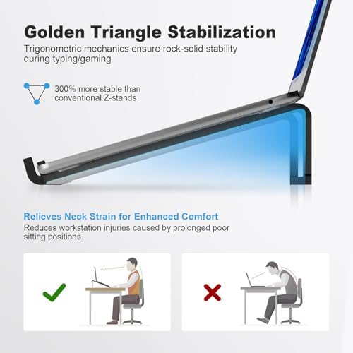 TENOC Foldable Laptop Stand for Desk, Black
