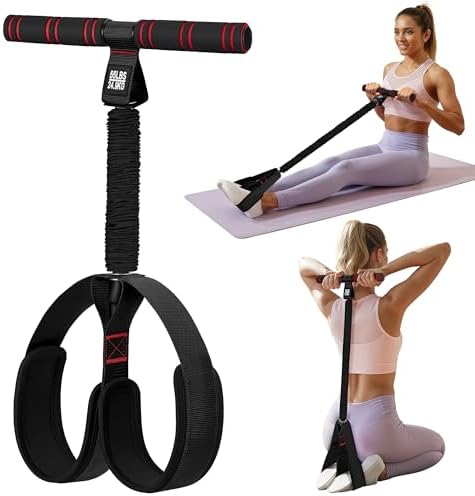 Pedal Resistance Band with Handle | Upgraded 55LBS Exercise Resistance Bands for Core, Abs, Legs, Glutes, Arms, Strength, Physical Therapy, Pilates, Sit Up Workout Equipment for Women Home Gym