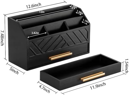 Desk Organizer with Drawer, Countertop Bill Mail Organizer and File Storage