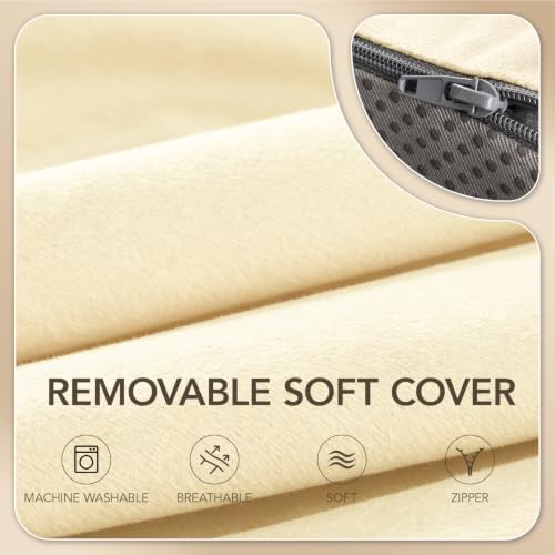 Lumbar Support Pillow for Recliner,Large Memory Foam Back Support Cushion for Sofa & Gaming Chair, Ergonomic Backrest Pillow for Elderly, Comfortable Couch Cushion with Machine Washable Cover,Beige