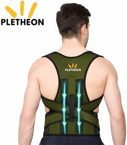 Posture Corrector for Men & Women by Plethon – Adjustable Back Brace, Clavicle Support & Upper Back Straightener for Better Sitting and Standing Posture, Fits 30–46 Inch Waist (Green)