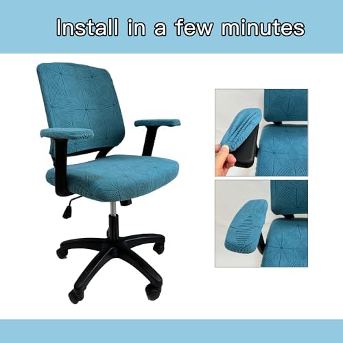 High Elasticity Anti Slip Office Chair Cover, Split Design for Easy Installation,Universal Desk Chair Cover wear-Resistant and Scratch Resistant (Peacock Blue, Chair Armrest Covers)
