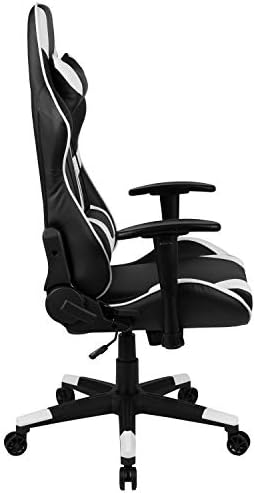 Flash Furniture X20 Fully Reclining LeatherSoft Racing Style Gaming Chair with Headrest, Lumbar Pillows, Ergonomic Swivel Computer Chair, Black/White