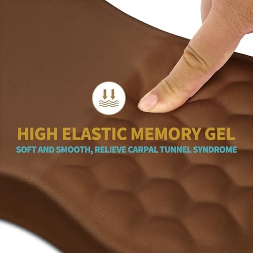 Hokafenle Ergonomic Mouse Pad Wrist Support with Massage Design, Wrist Rest Pain Relief Mousepad with Memory Foam&Non-Slip PU Base, Mouse Pads for Wireless Mouse & Desk (12x8 inch,Brown)