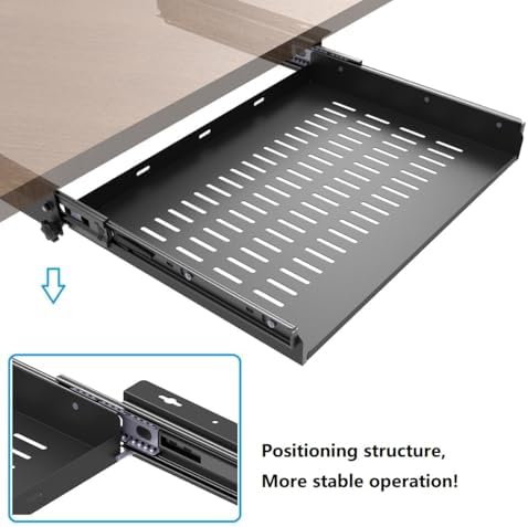 Sliding Under Desk Laptop Mount Shelf with Air Vents, 16" W