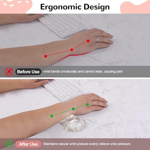 Gel Mouse Wrist Rest, Clear Dog Wrist Support for Mouse, Cute Ergonomic Wrist Rest for Mouse Wrist Pad, Comfortable Pain Relief for Typing and Gaming (White)