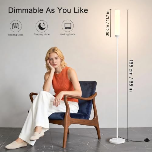 Ambimall LED Floor Lamps with Remote Control Set of 2, Foot Switch, White