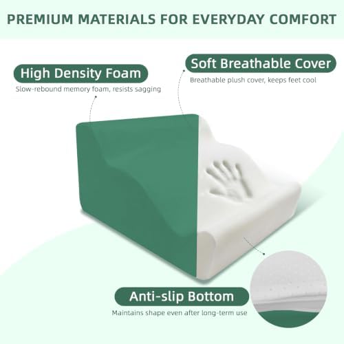 Foot Rest Ergonomic Pillow for Under Desk at Work & Handle Green