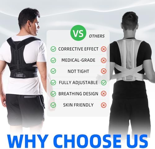 Posture Corrector for Women and Men ( Order A Size Up ) Upgraded Back Brace Support, Adjustable Shoulder Straightener for Improving Back Posture, Relief for Upper and Lower Back, Lumbar, Neck, Shoulder Pain (3XL(47.2~53.1))
