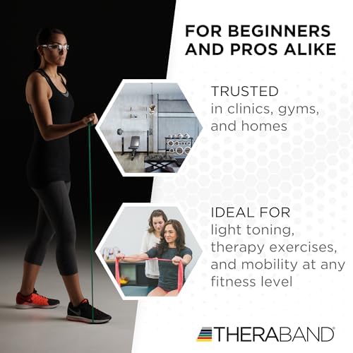 THERABAND Professional Resistance Band, Green Level 3 Heavy, 5 ft Exercise
