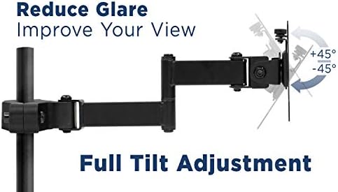 Mount-It! Universal Full Motion Steel Pole Mount with Articulating Arm and Removable VESA Plate for 17 to 32 Inch Monitors & TVs, VESA 75x75 & 100x100 Compatible, Black (MI-391)