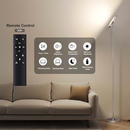 SUNMORY Floor Lamps for Living Room，LED Standing Lamp with Remote Control
