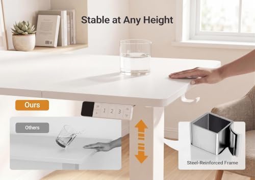 YDN Electric Standing Desk Adjustable Height, 63 x 24 Inches Sit Stand up Desk with Memory Presets & Cable Management, Home Office Desk for Office & Computer Workstation, White Frame/White Top