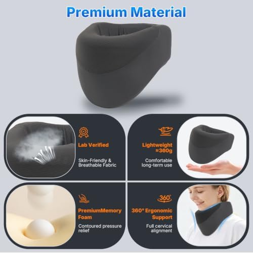 Yunari Cordless Neck Brace for Cervical Spine, Neck Posture Corrector with Intelligent Adjust and Hot Compress Function, Neck Support Brace for Men and Women