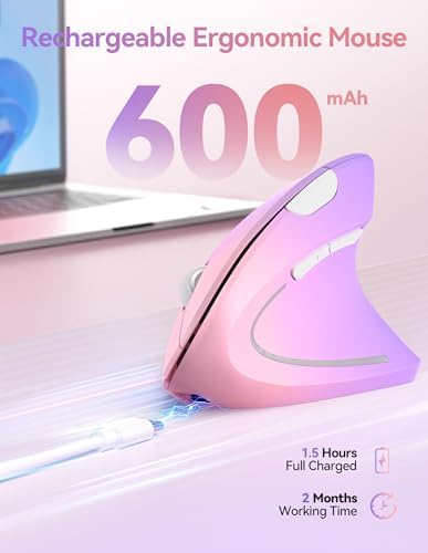 TECKNET Wireless Ergonomic Mouse, Rechargeable Wireless Vertical Mouse