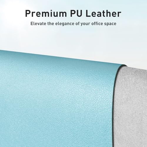 Aothia Large PU Leather Desk Pad Protector – Non-Slip Mouse Pad & Writing Mat for Office/Home, Waterproof, Easy to Clean(23.6" x 13.7", Blue Topaz)