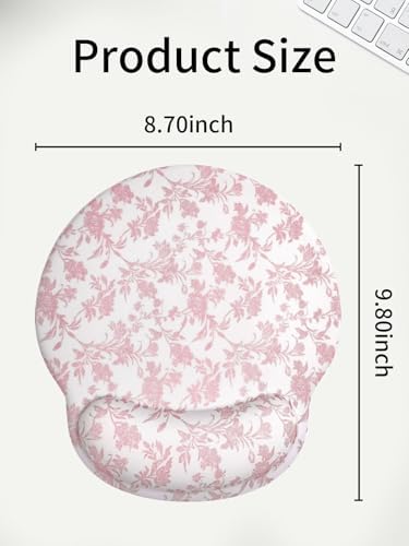 Seorsok Cute Sage Pink Floral Mouse Pad with Gel Wrist Support Mouse Pad,Ergonomic Aesthetic,Comfort Mousepad for Office Work Computer,Pain Relief Mousepad with Non-Slip Silicone Base,Blooming Flower