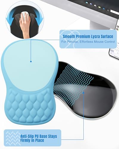 Ergonomic Mouse Pad with Sloped Memory Foam Wrist Rest
