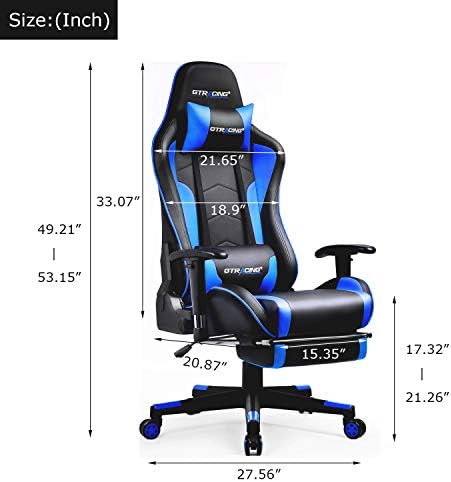 GTPLAYER Gaming Chair with Footrest Speakers Video Game Chair Bluetooth Music Heavy Duty Ergonomic Computer Office Desk Chair