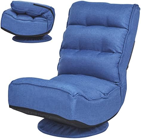 COSTWAY Folding Floor Chair, Adjustable 5-Position Swivel Gaming Chair