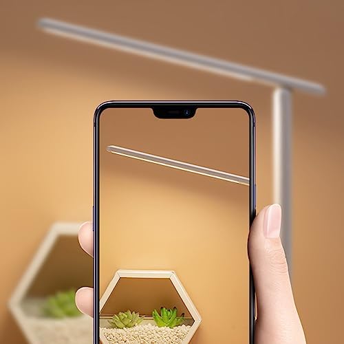 Faux Leather LED Desk Lamp, Touch Dimming with Phone Holder, 180 Degree